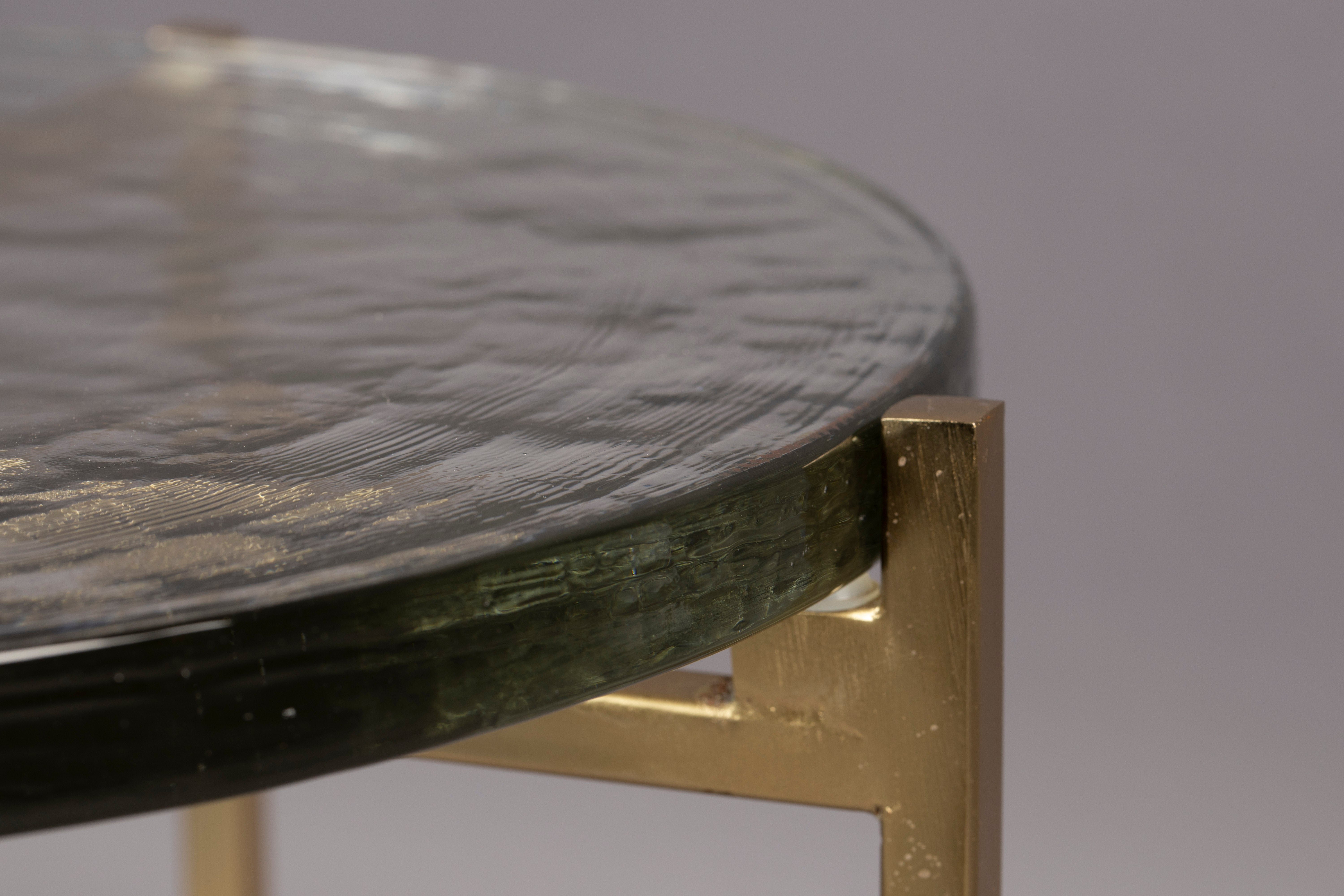 Dutchbone Vidrio Brass & Glass Round Side Table